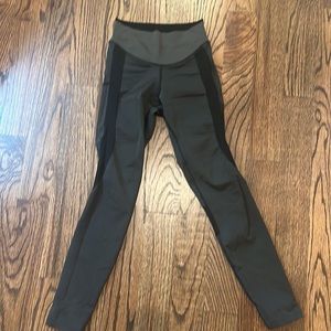 Lululemon Leggings - Olive green with black stripe